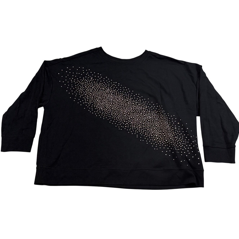 Emily Daniels Black Metallic Stud Knit Sweatshirt Soft Stretch Plus Size 3x